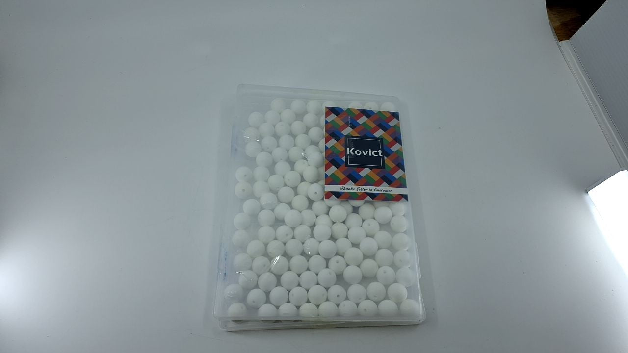 145pcs Silicone Beads 15mm in White - Ideal for Keychains & Bracelets