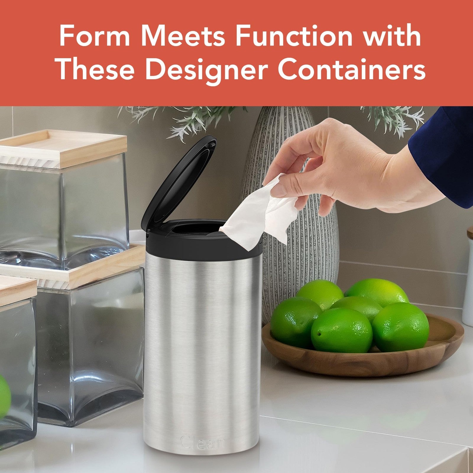Spectrum Satin Nickel Wipes Container w/ Push Button Dispenser