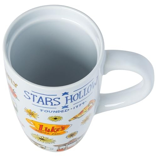 Gilmore Girls Stars Hollow Ceramic Travel Mug, 16oz, Spill-Resistant Lid
