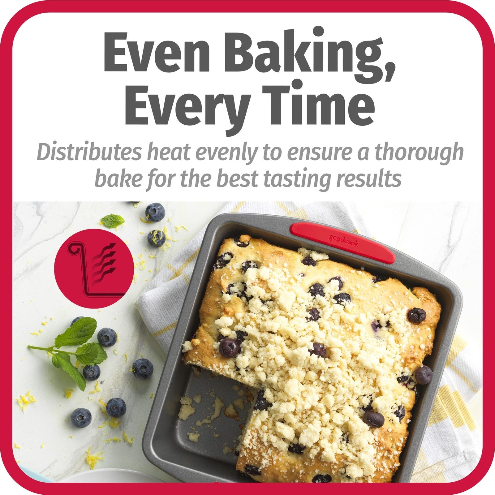 8x8-Inch Non-Stick Baking Pan w/ Silicone Grip Handles - Gray