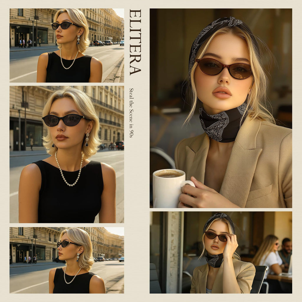 Retro Oval Polarized Sunglasses Cat Eye Black Frame Grey Lens 53mm