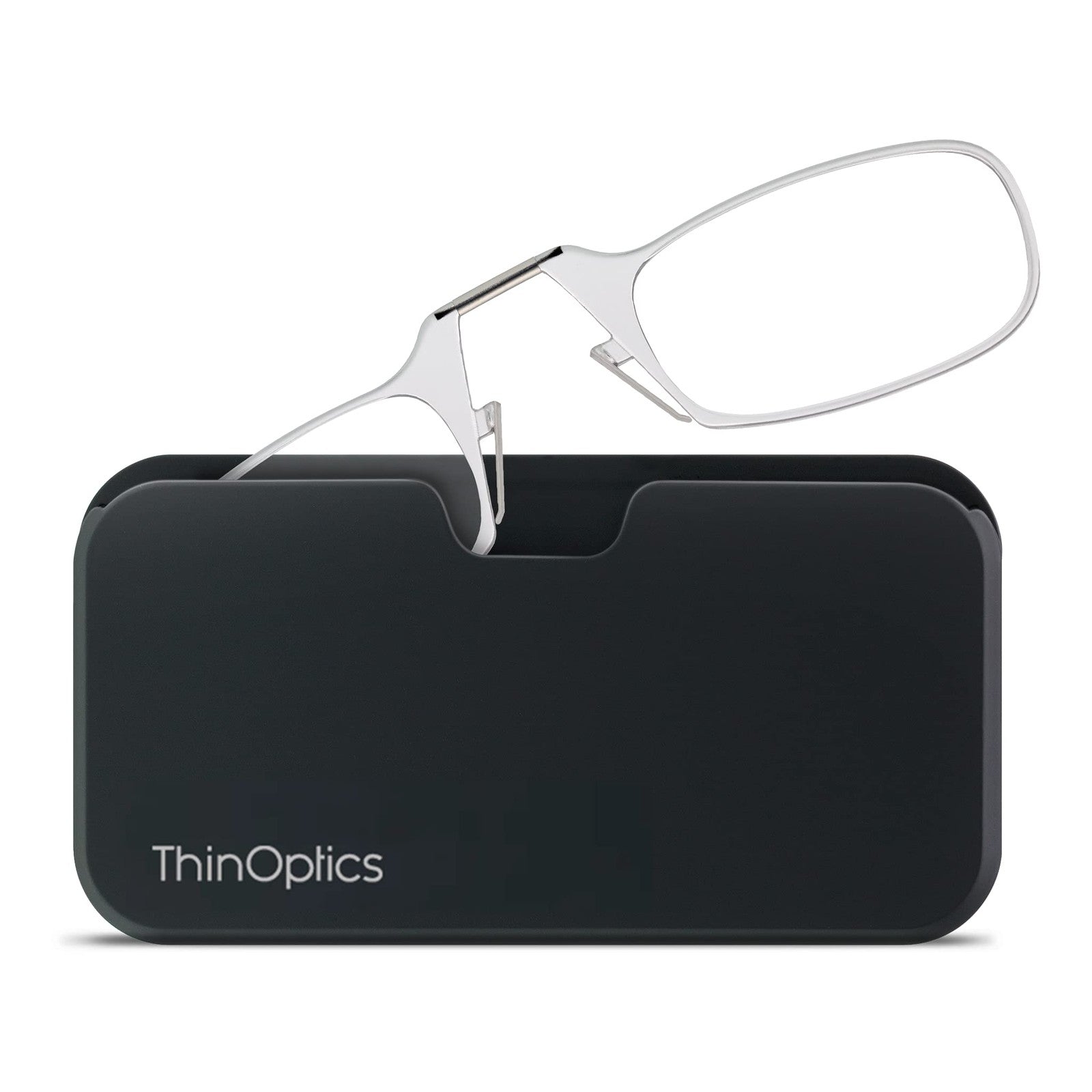 ThinOptics Reading Glasses 2.00 w/ Black Case, Clear Frames, 44 mm