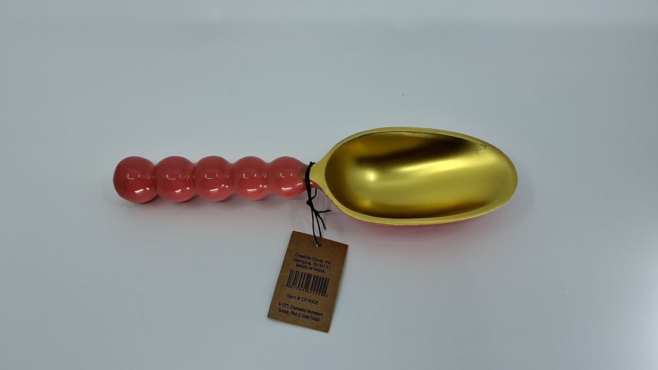 Creative Co-Op Enameled Aluminum Kitchen Scoop, Pink and Gold