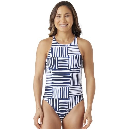 Nautica Women's Quick-Dry One Piece Swimsuit, Cloud, Small, Tummy Control