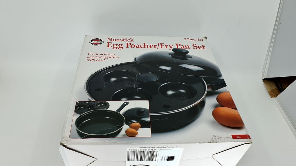Norpro 9.5 In Nonstick Egg Poacher Skillet Set W/ Removable 4 Egg Poacher