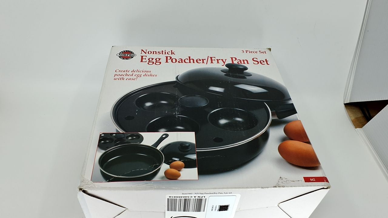 Norpro 9.5 In Nonstick Egg Poacher Skillet Set W/ Removable 4 Egg Poacher