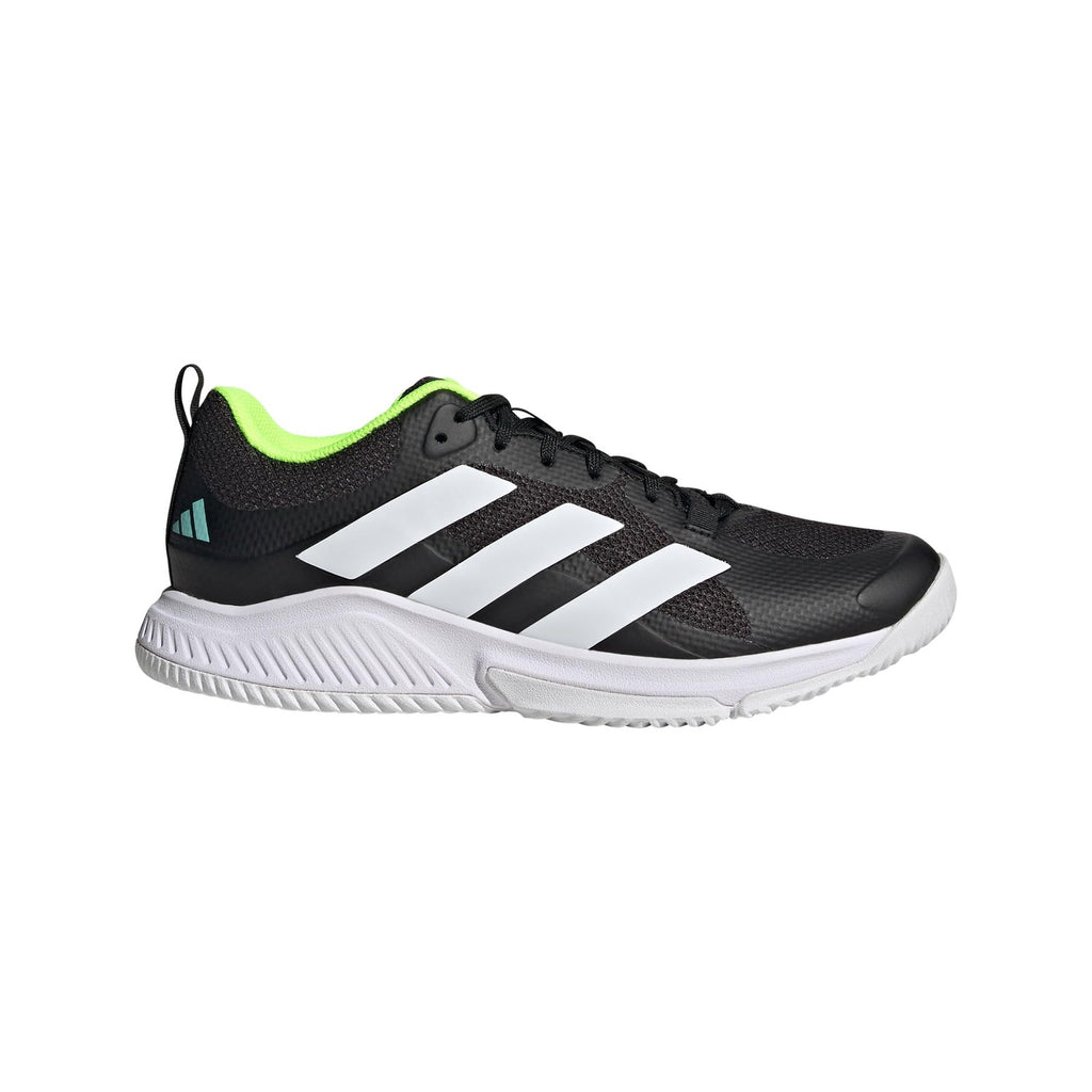 adidas Women's Court Team Bounce 2.0 Sneaker, Core Black/White/Flash Aqua, 6