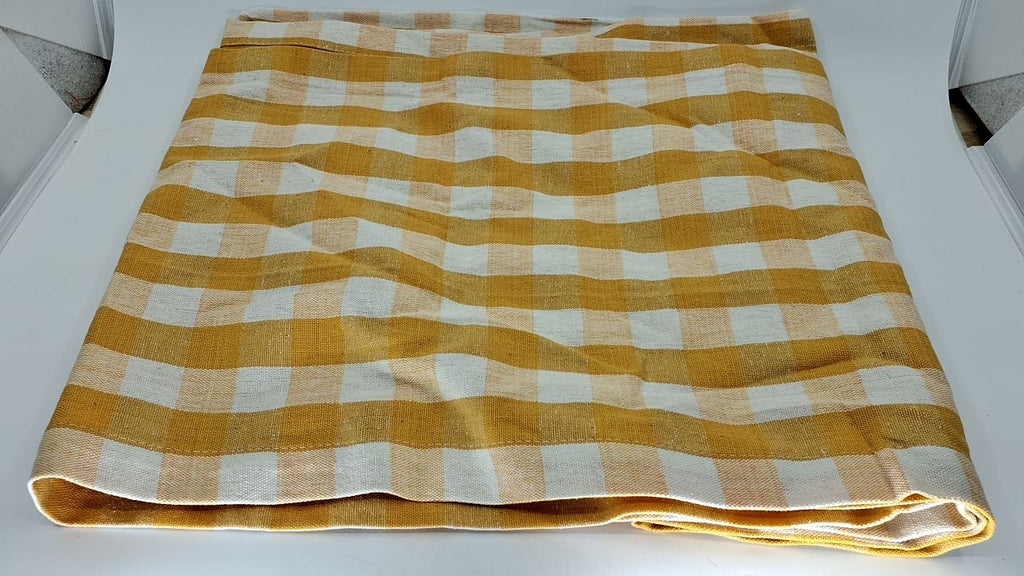 Checkered Table Runner 14x108 in Yellow, 100% Cotton, Machine Washable