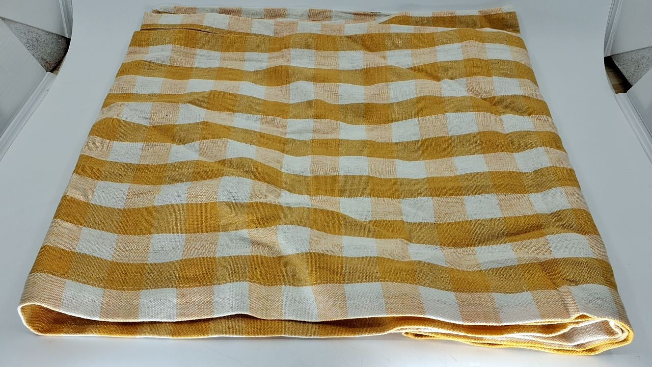 Checkered Table Runner 14x108 in Yellow, 100% Cotton, Machine Washable