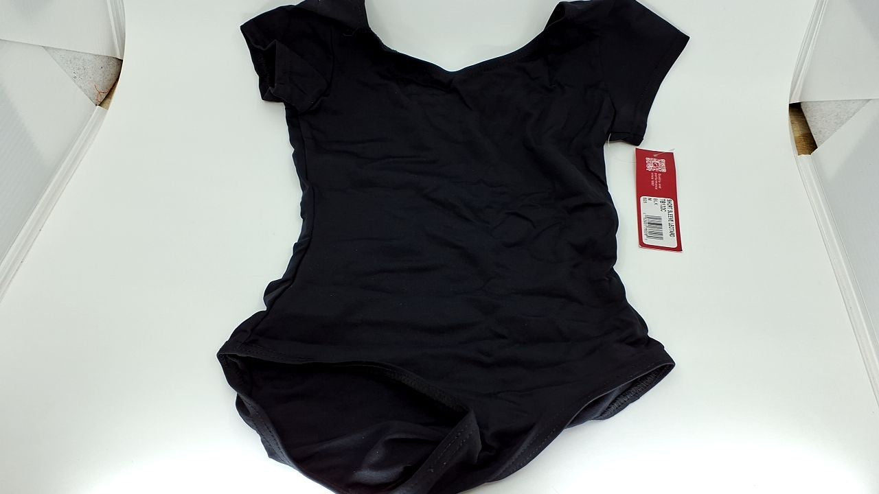 Capezio girls Team Basic Short Sleeve athletic leotards, Black, 8 10 US