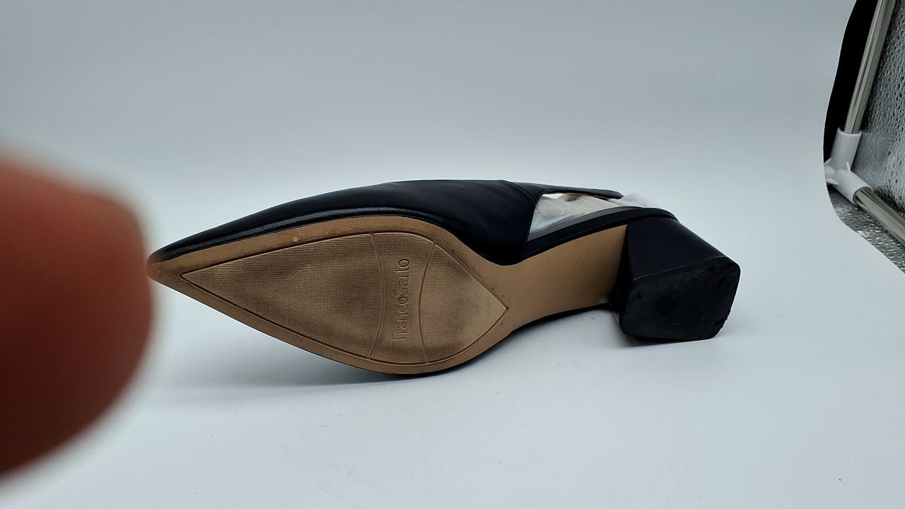 Black Suede Slingback Pumps, 9.5W, Pointed Toe, Franco Sarto