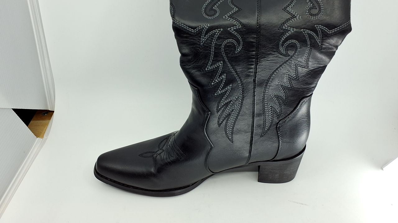 IXU Cowboy Boots Women Pointy Toe Women's Mid Calf Western Cowgirl Boots, 10.5