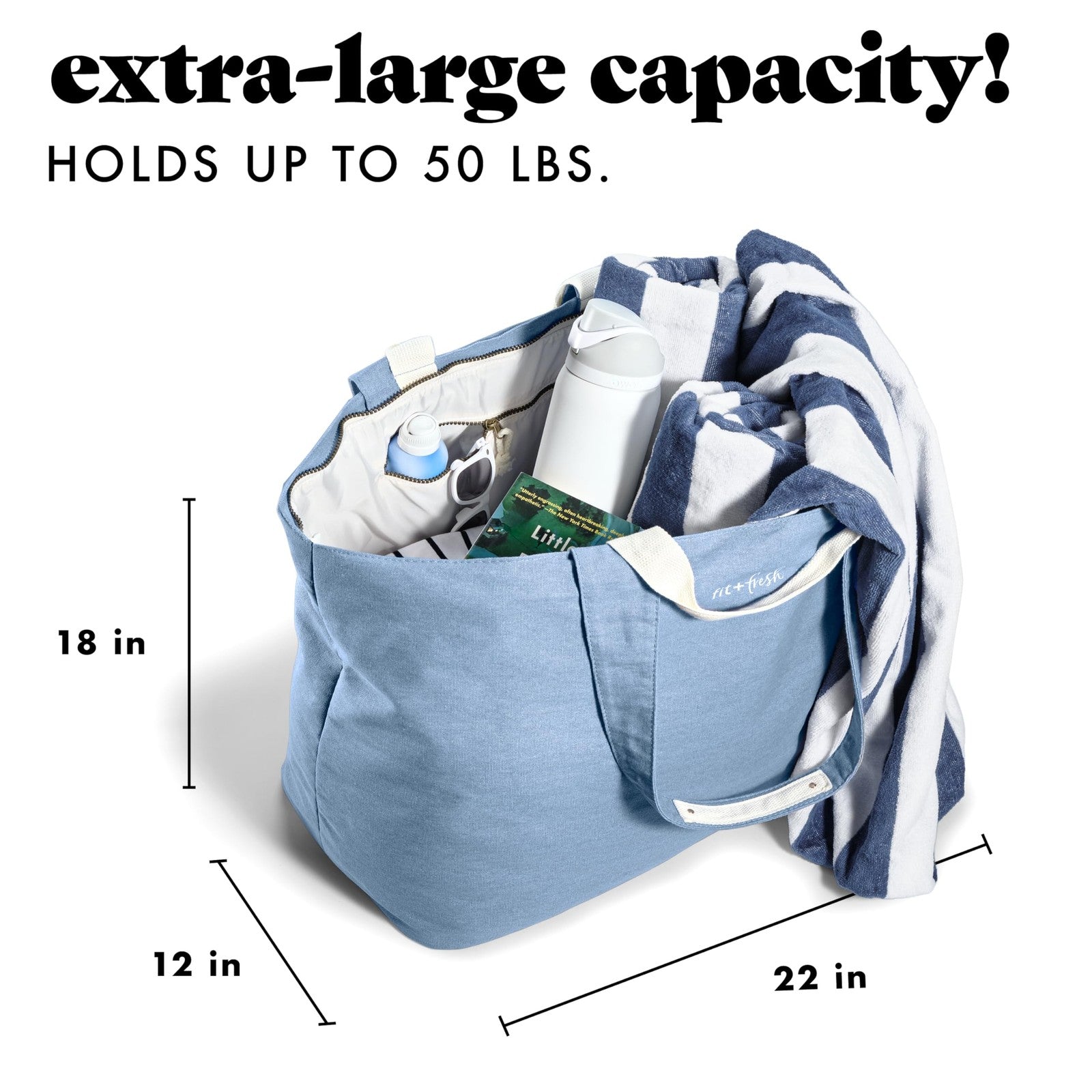 Fit & Fresh Things Weekender Bag for Women, Light Blue