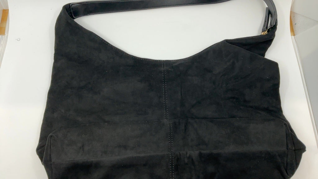 Trendy Black Suede Crescent Shoulder Bag w/ Top-Handle & Crossbody