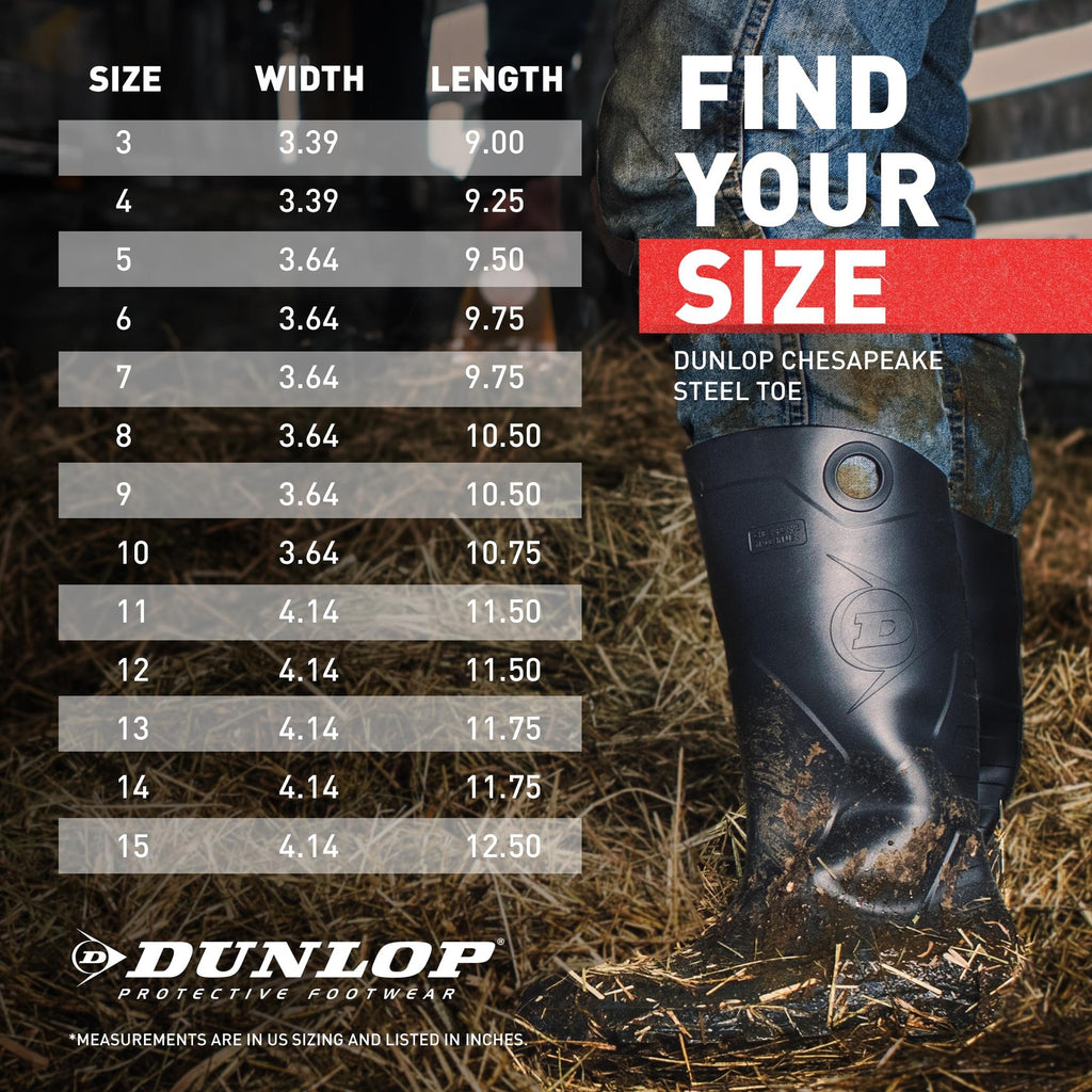 DUNLOP Protective Footwear, Chesapeake Steel Toe, 100% Waterproof, PVC, 8 US
