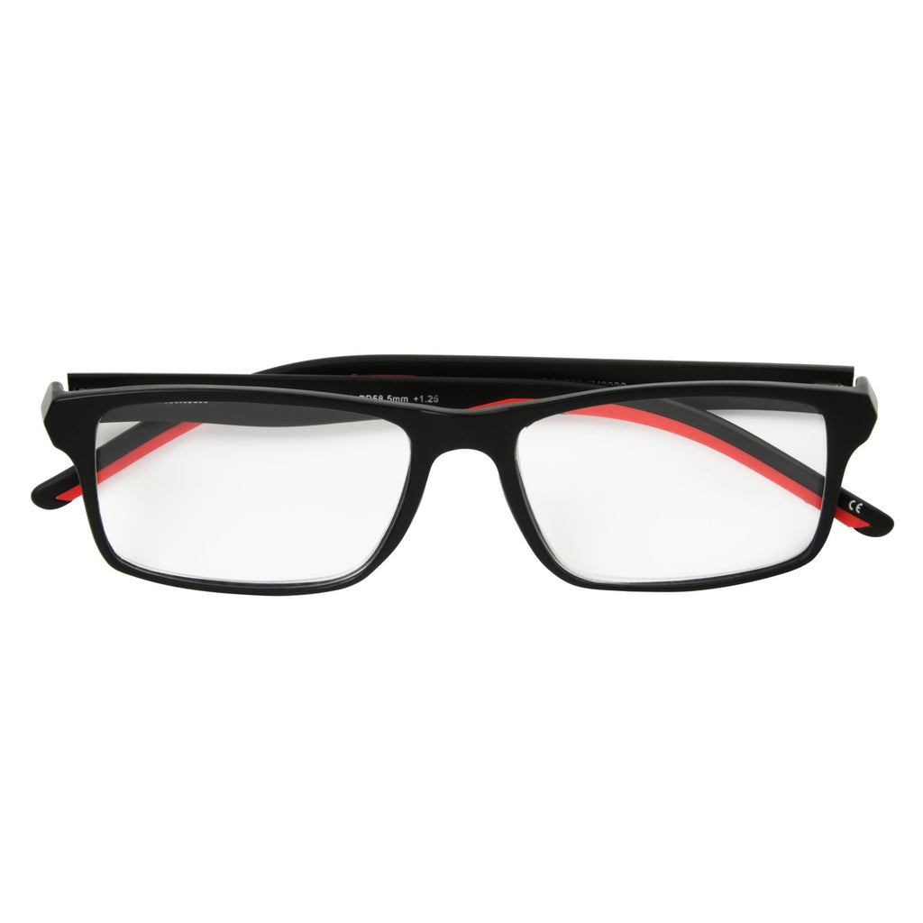 IRONMAN Men's Endeavor Square Reading Glasses, Black, 54 mm + 2.5
