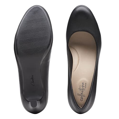 Clarks womens Adriel Viola Dress Pump, Black Leather, 7.5 US