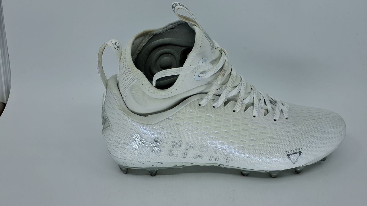 Under Armour Spotlight Lux MC 2.0 Football Shoes, White/Metallic Silver, 11.5