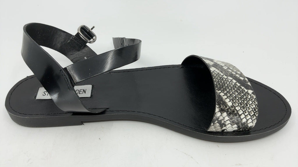 Steve Madden Women's Donddi Dress Sandal, Black/White, 9.5 M US