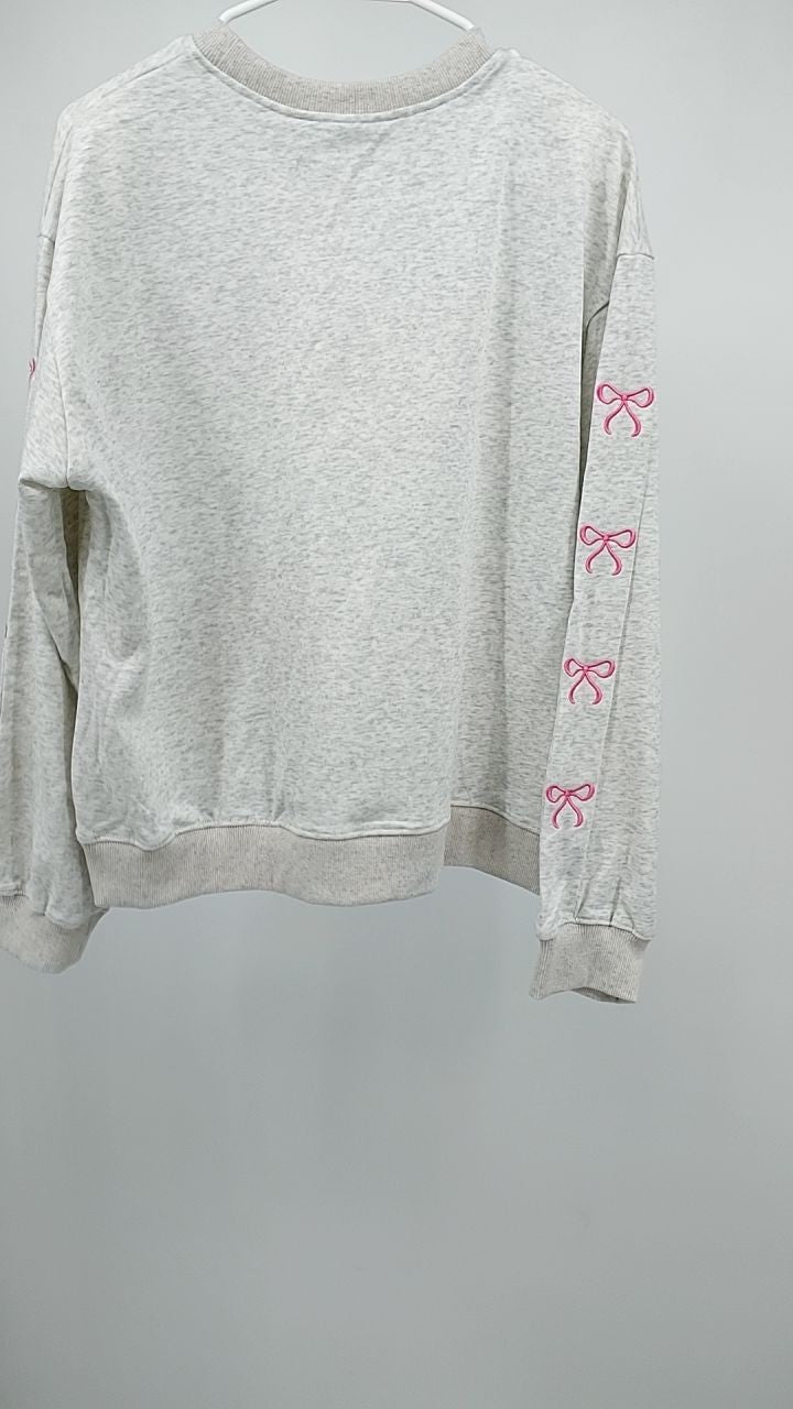 Bow Embroidered Round Neck Top and Shorts Set
