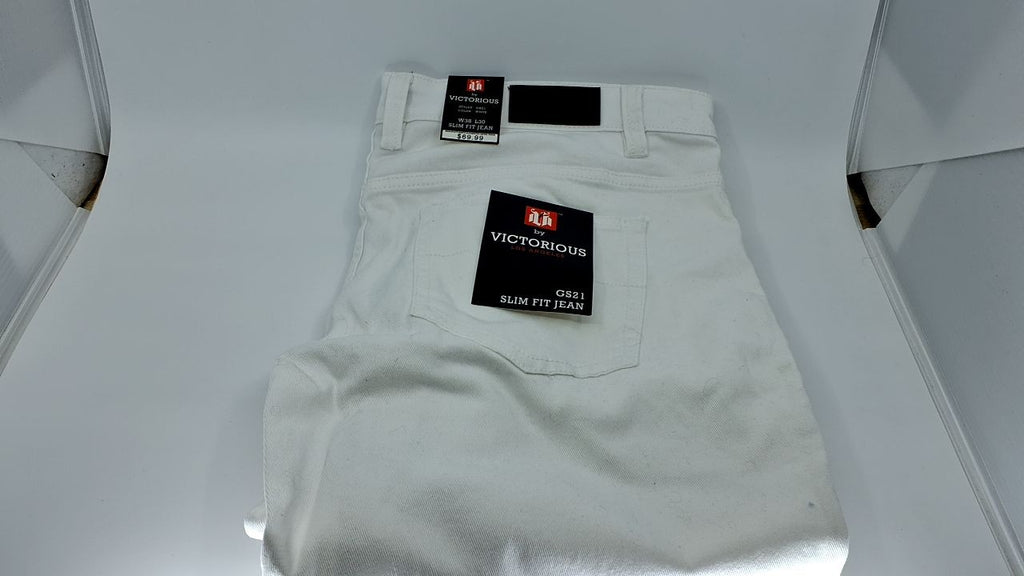 VICTORIOUS Men's Slim Fit Colored Jeans GS21 - White - 38/30
