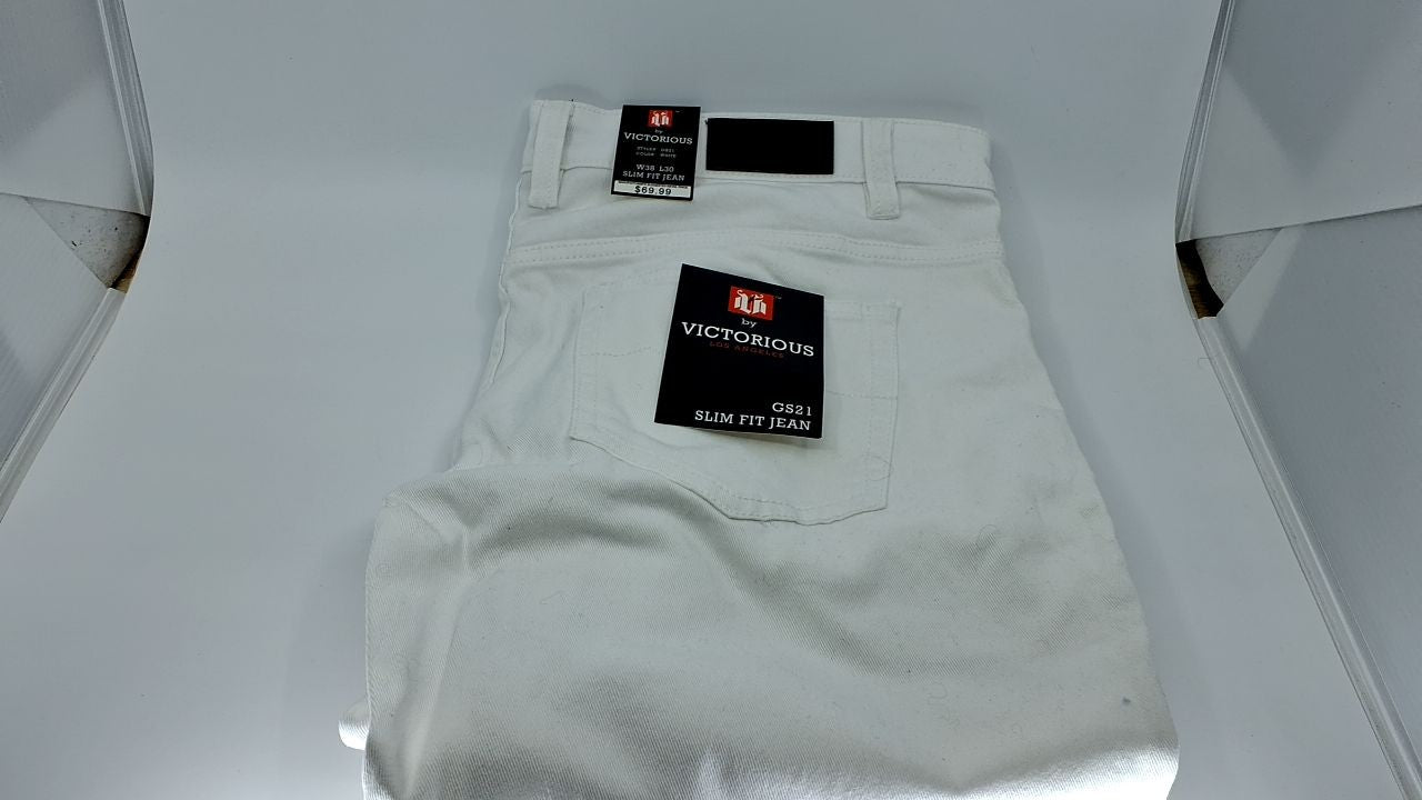 VICTORIOUS Men's Slim Fit Colored Jeans GS21 - White - 38/30