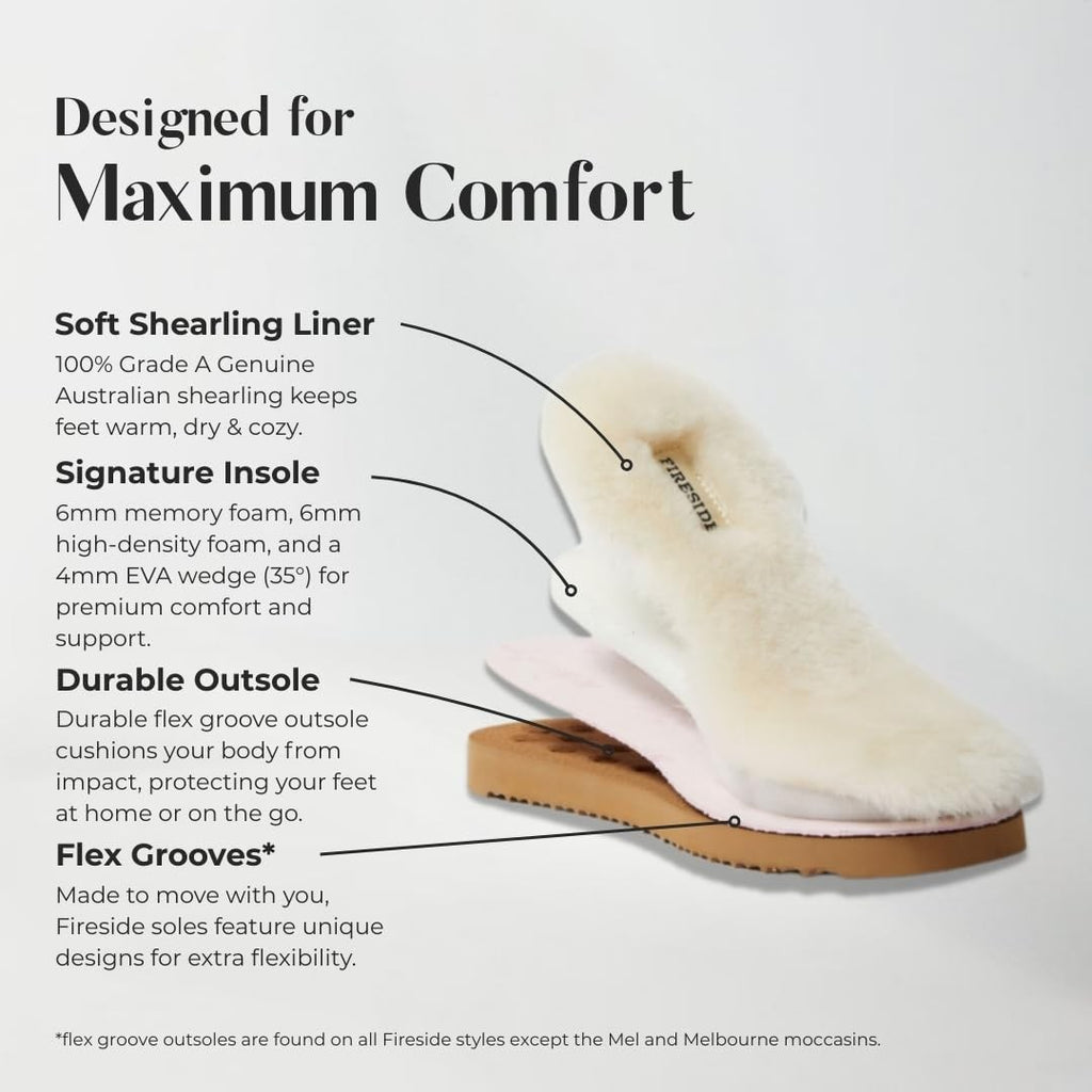 Fireside Sydney Shearling Slippers, Chestnut, Size 8, Wide Width