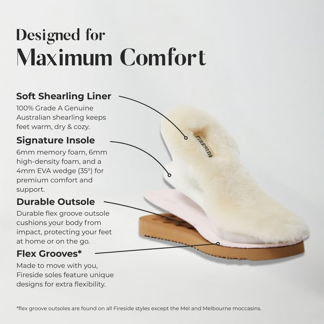 Fireside Sydney Shearling Slippers, Chestnut, Size 8, Wide Width