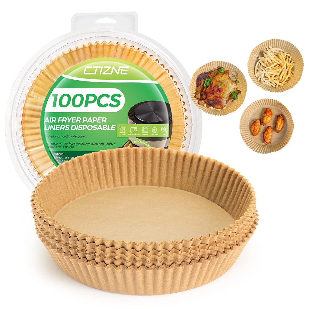 100PCS 8Inch Air Fryer Parchment Paper Liners - Non-Stick & Grease Proof