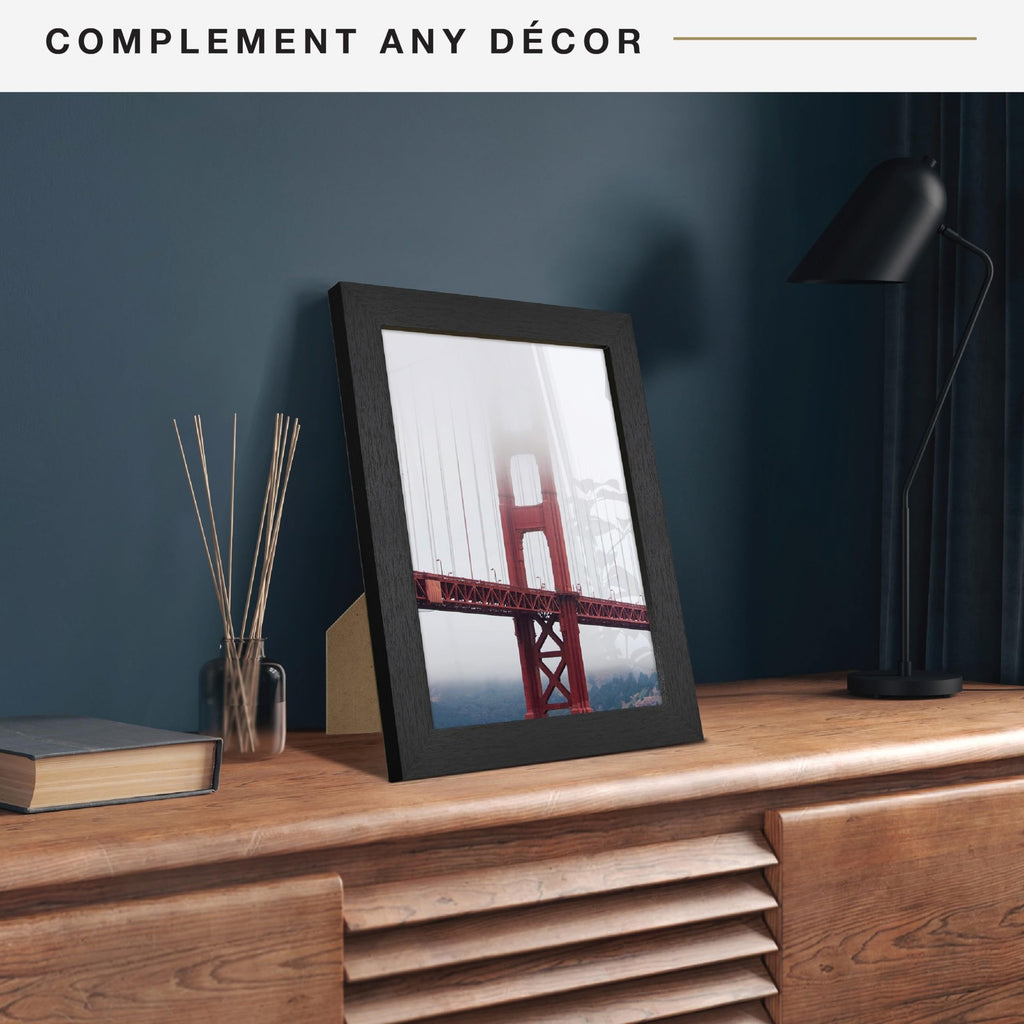 MCS 8x10 Picture Frame Black Woodgrain, Vertical & Horizontal Display