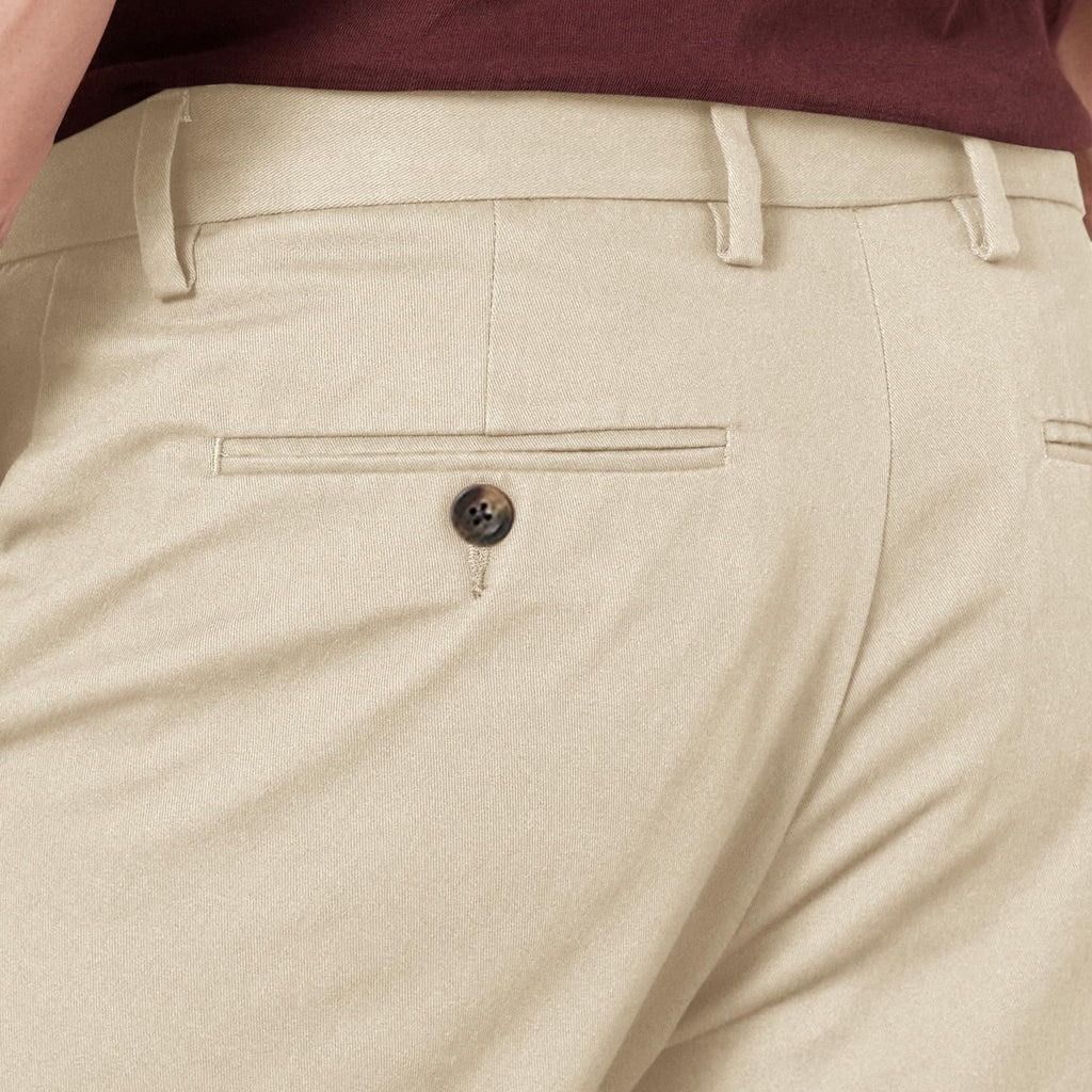 Slim-Fit Flat-Front Chino Pants, Khaki Beige, 40W x 34L, Cotton Blend