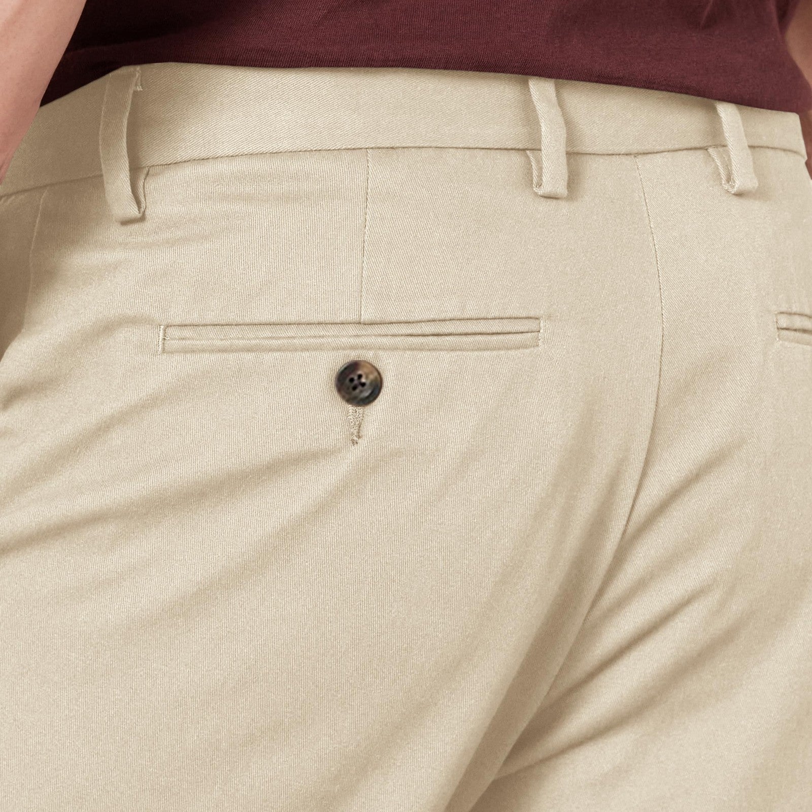 Slim-Fit Flat-Front Chino Pants, Khaki Beige, 40W x 34L, Cotton Blend