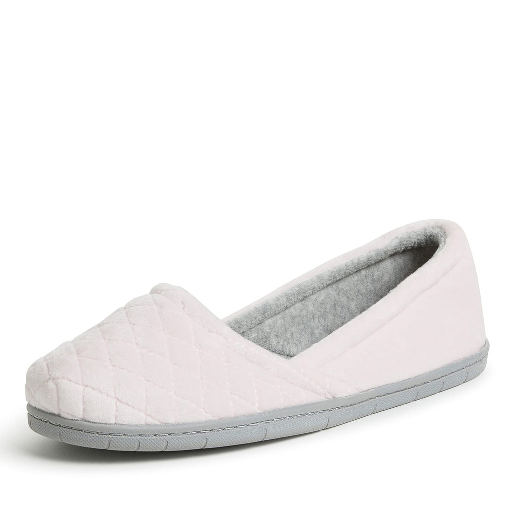 Katie Velour Slippers w/ Memory Foam & Rubber Sole, Fresh Pink, 9-10 US