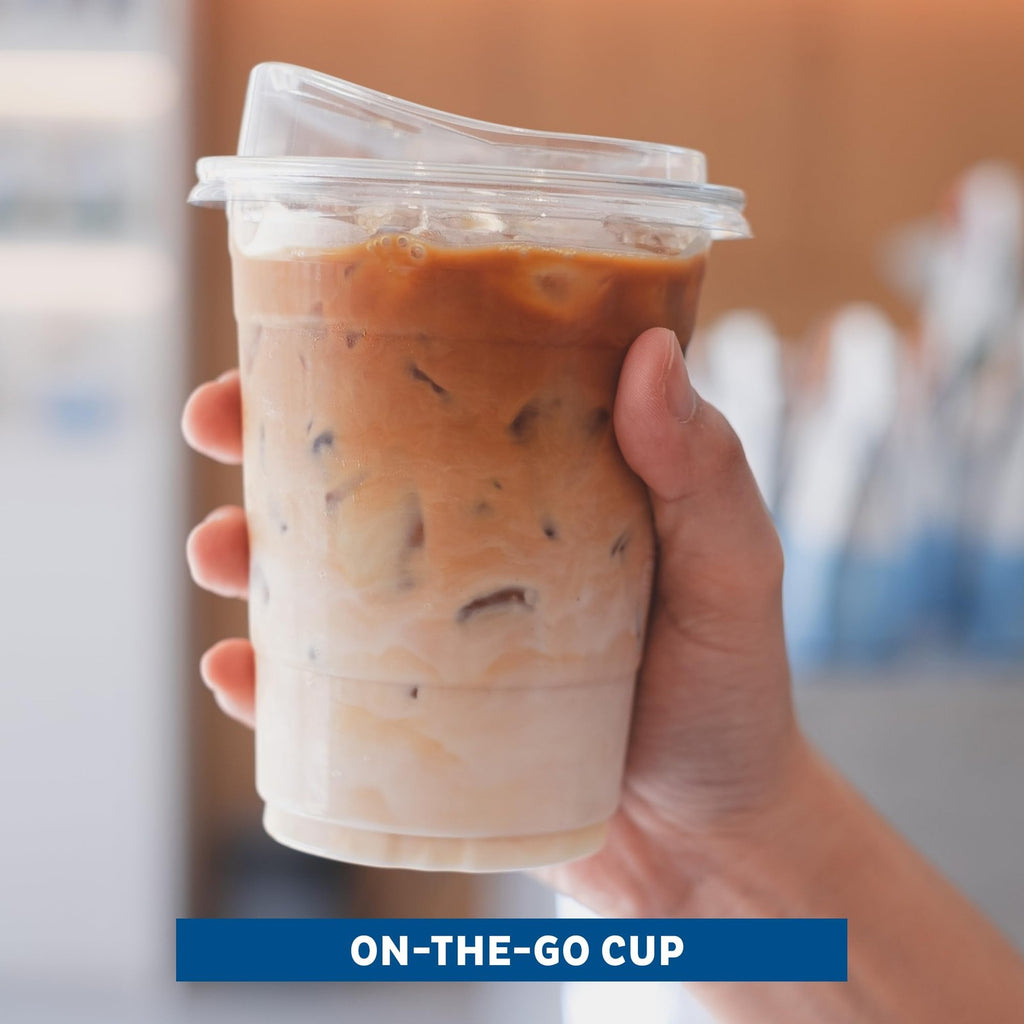 100 Pack 12 Oz Clear Plastic Cups w/ Strawless Sip Lids - Disposable Tumblers