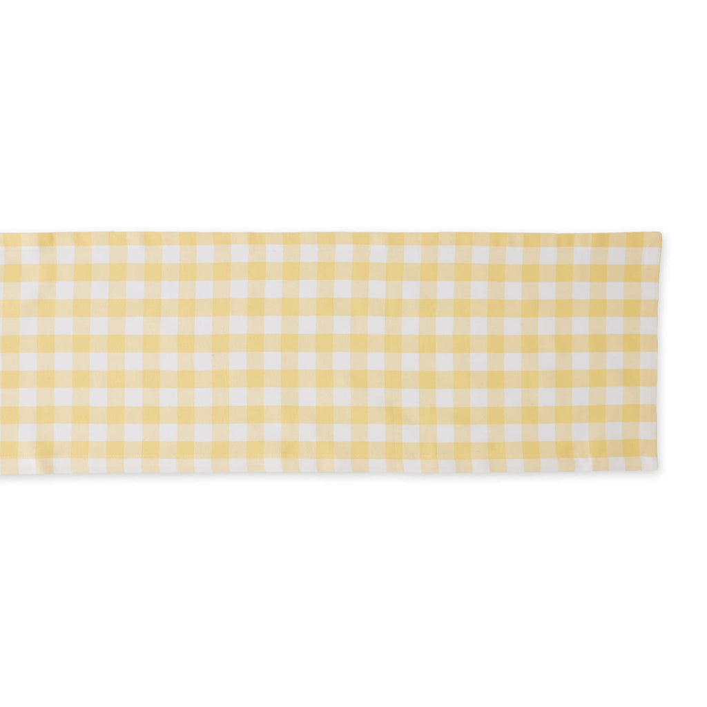 Checkered Table Runner 14x108 in Yellow, 100% Cotton, Machine Washable