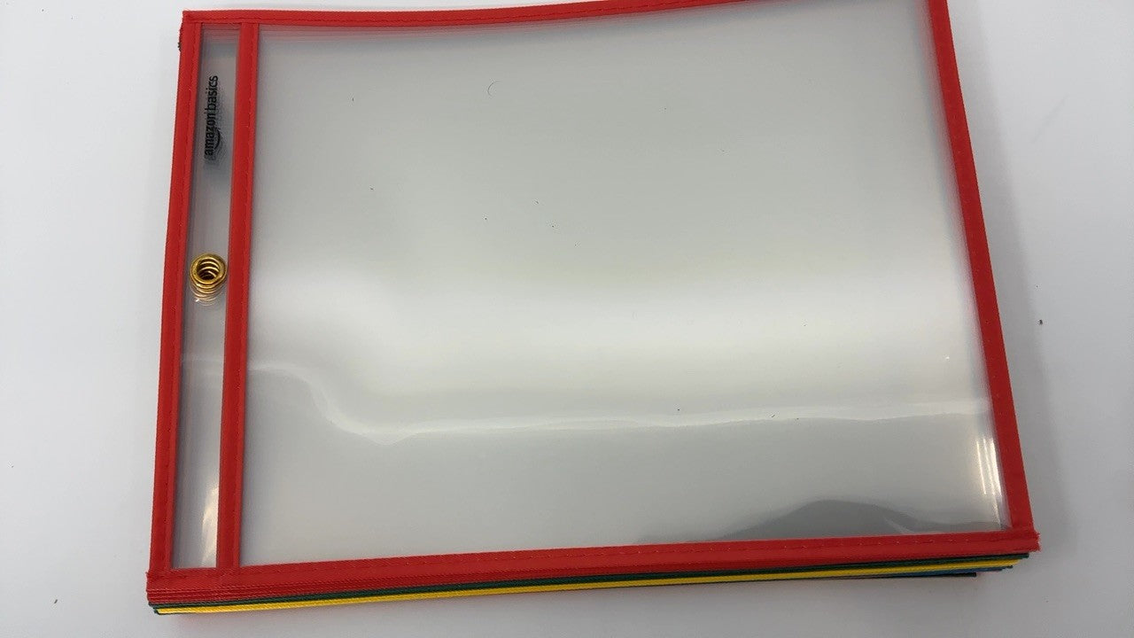 Dry Erase Ticket Holder Pockets 8.5X11, 25-Pack, Multicolored Edges