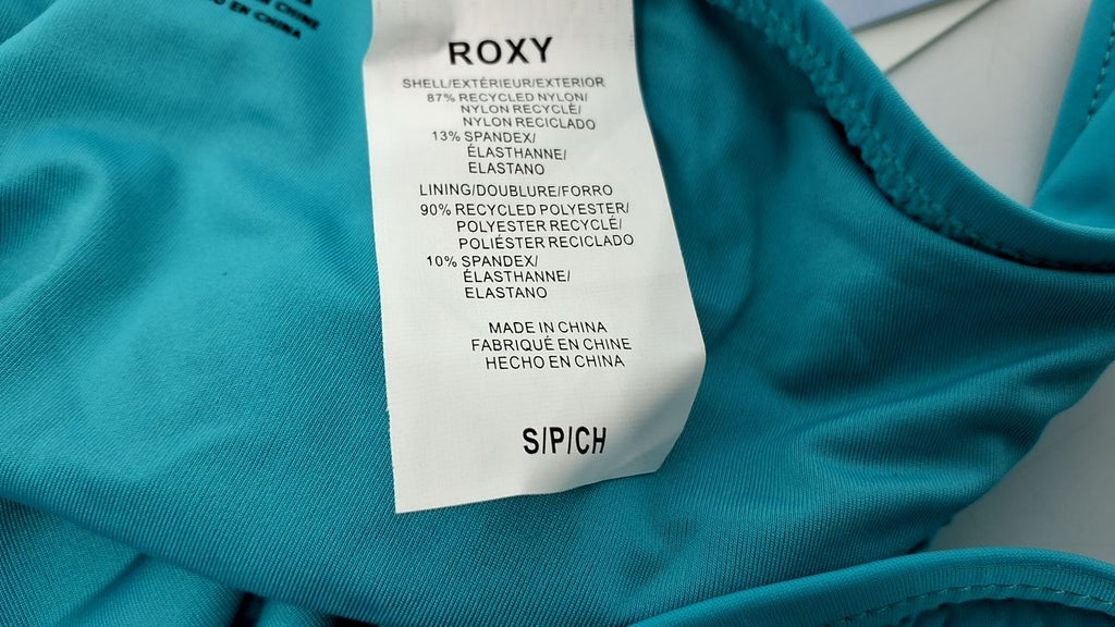 Roxy Teal Bikini Bottoms for Women, UPF 50+, Quick-Dry, Size S