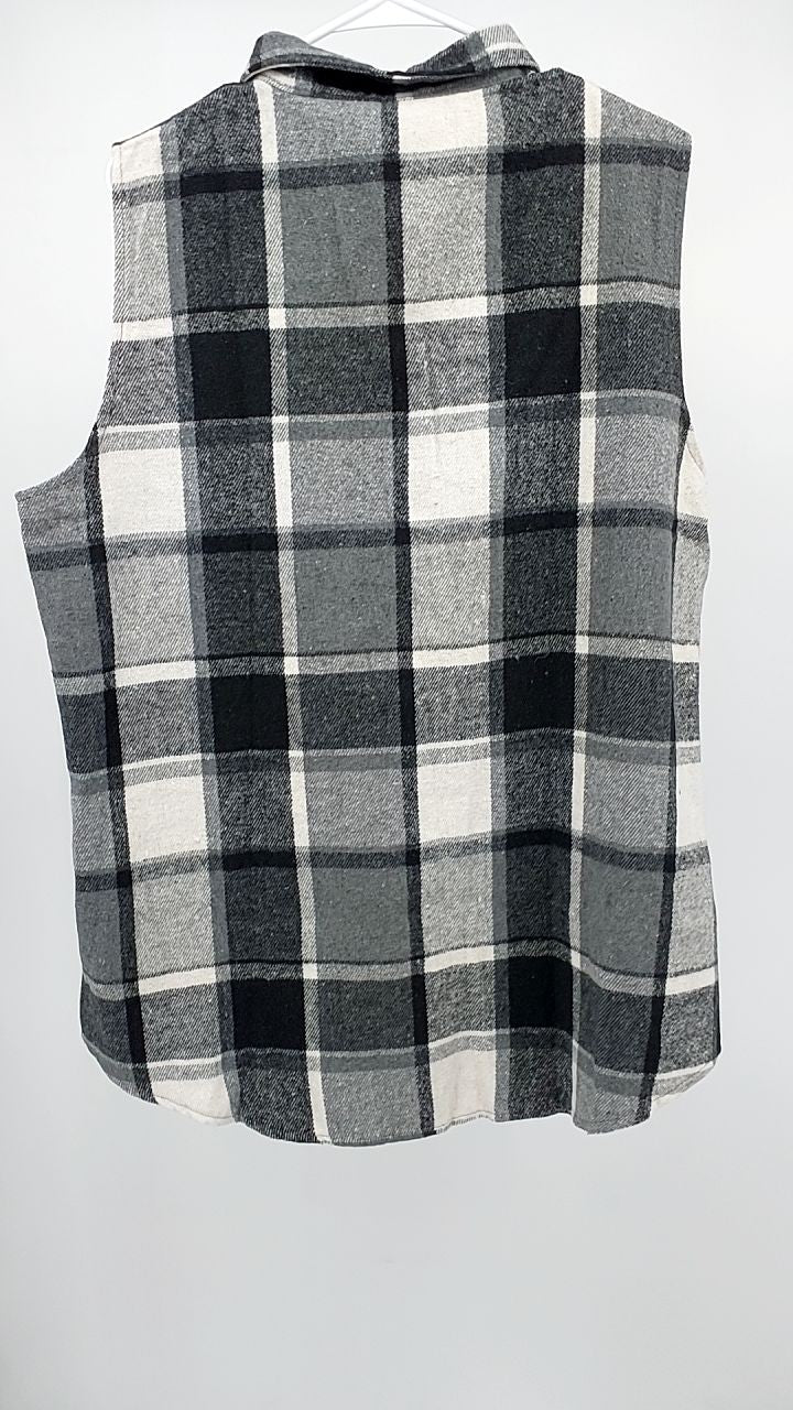 Plaid Button Up Vest Coat