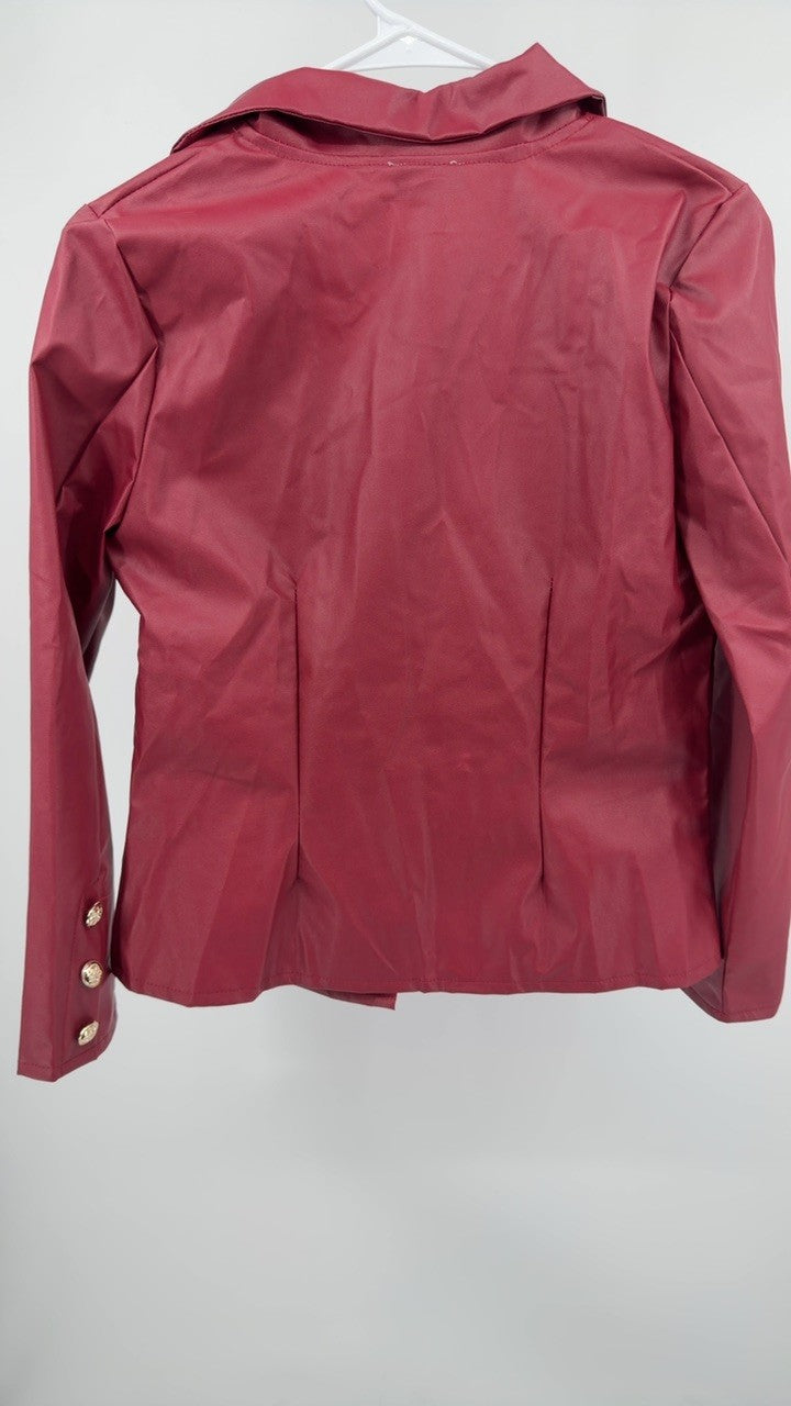 Lapel Collar Leather Blazer
