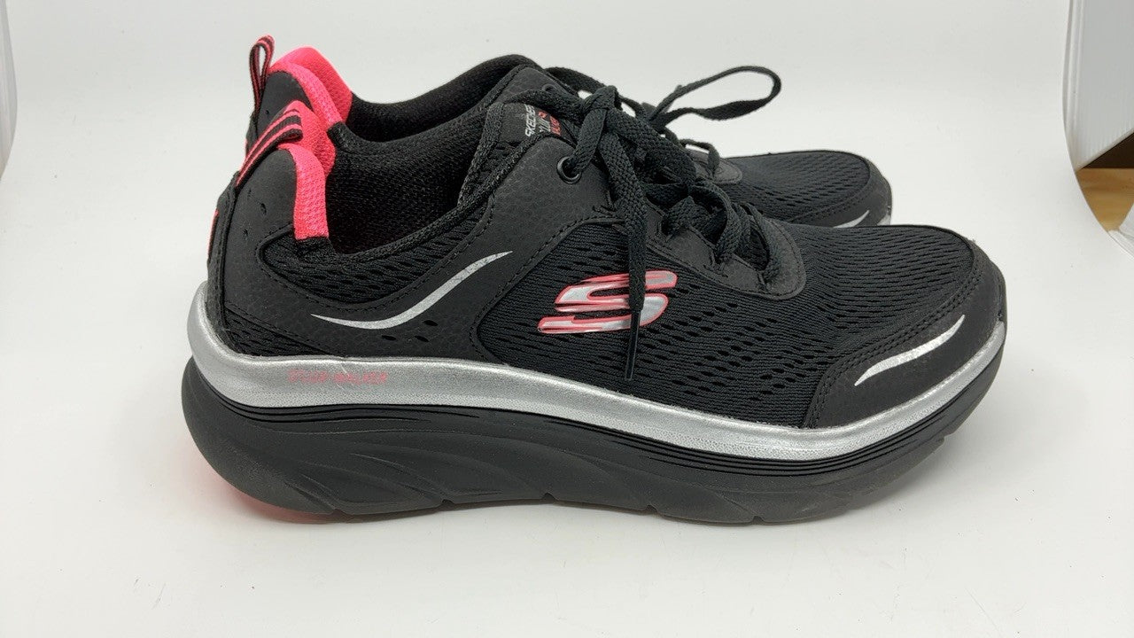 Skechers Women's D'lux Walker-Infinite Motion Sneaker, Black/Hot Pink, 8 M US
