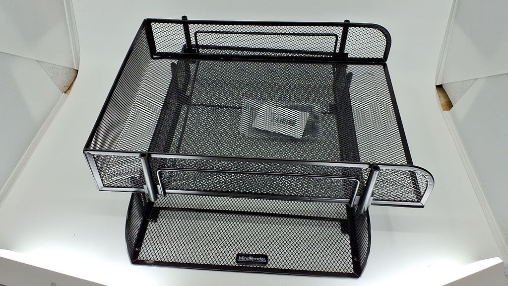 Desktop File Storage Organizer, 2-Tier Metal Mesh, Black, 2 Pcs