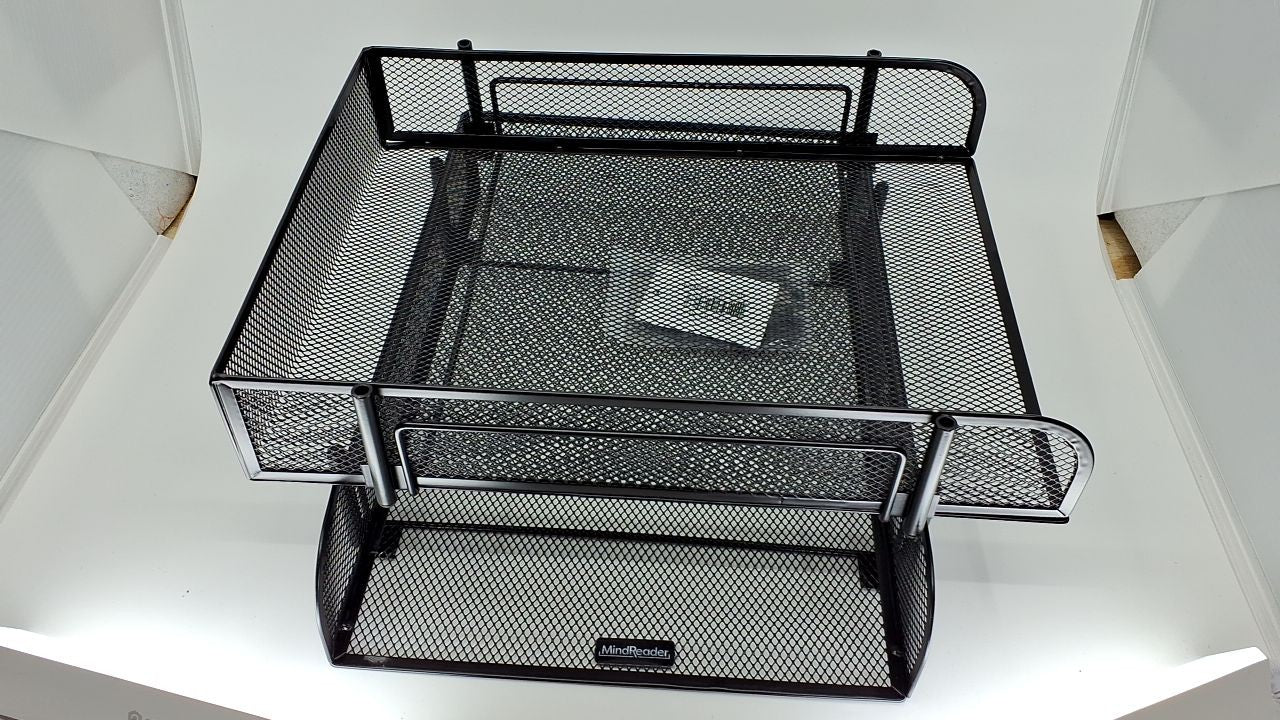 Desktop File Storage Organizer, 2-Tier Metal Mesh, Black, 2 Pcs