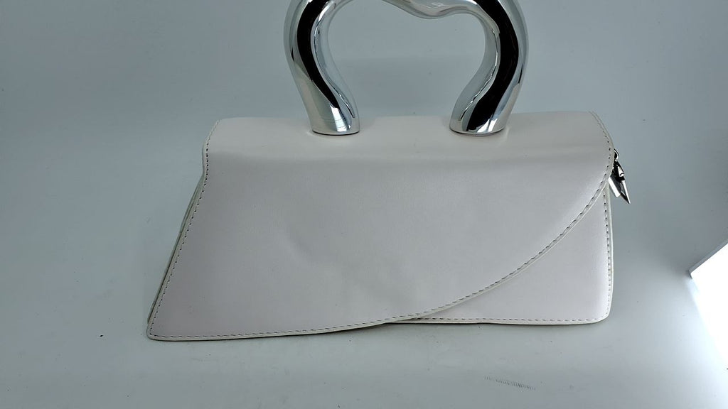 Small Silver Crossbody Handbag Faux Leather Y2K Tote for Women