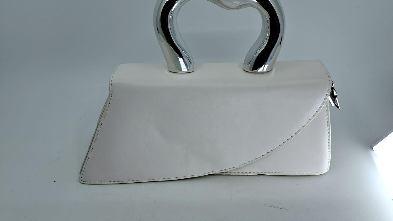 Small Silver Crossbody Handbag Faux Leather Y2K Tote for Women