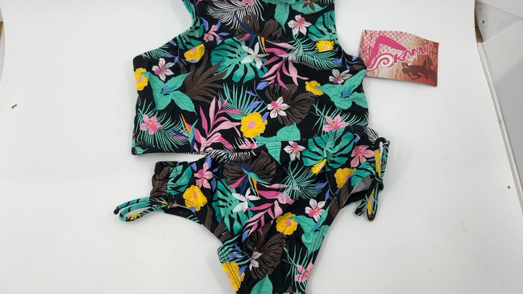 Kanu Surf Girls' Daisy UPF 50 Halter Tankini 2-Piece Swimsuit, Black 8