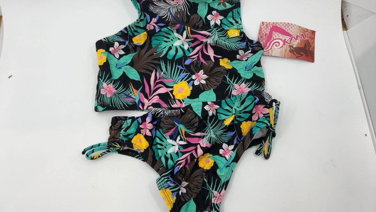 Kanu Surf Girls' Daisy UPF 50 Halter Tankini 2-Piece Swimsuit, Black 8