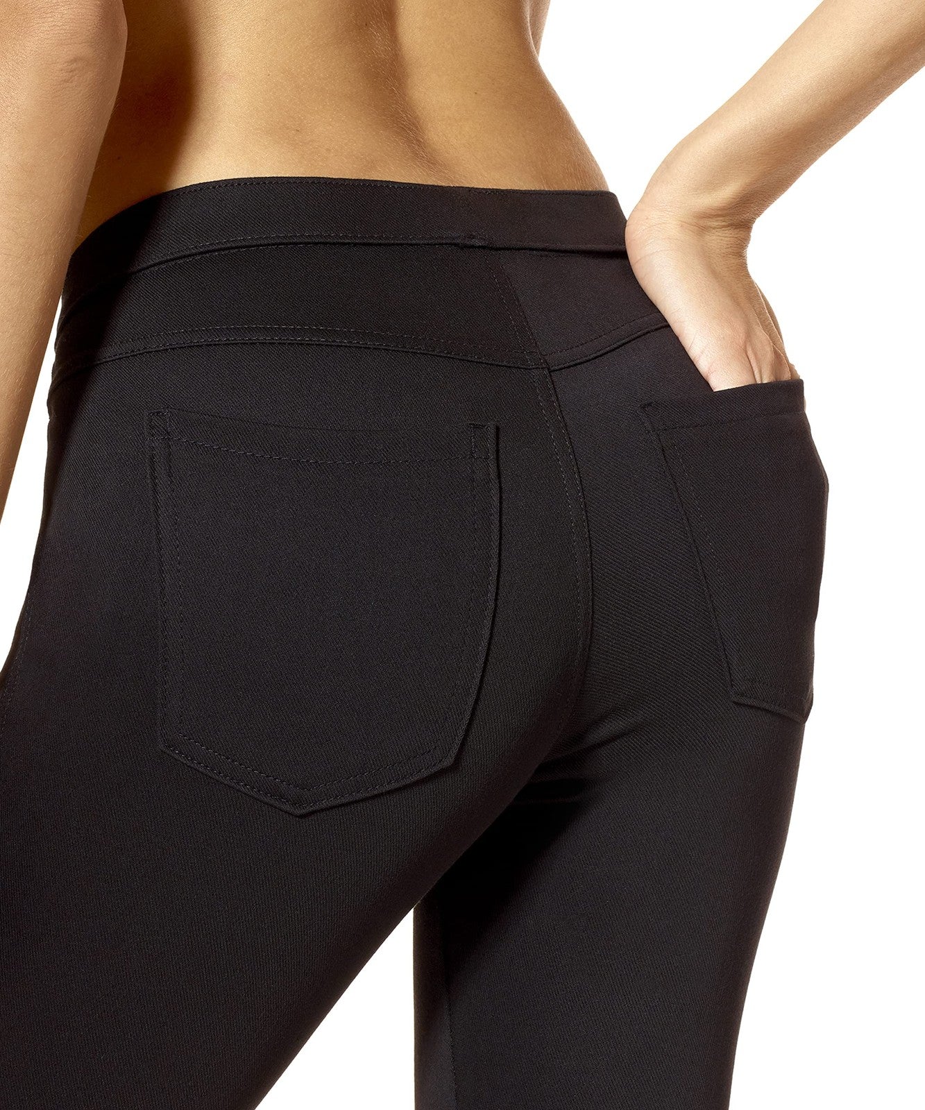 No nonsense Women's Plus Classic Denim Capri Leggings with Pockets, Black, 3X