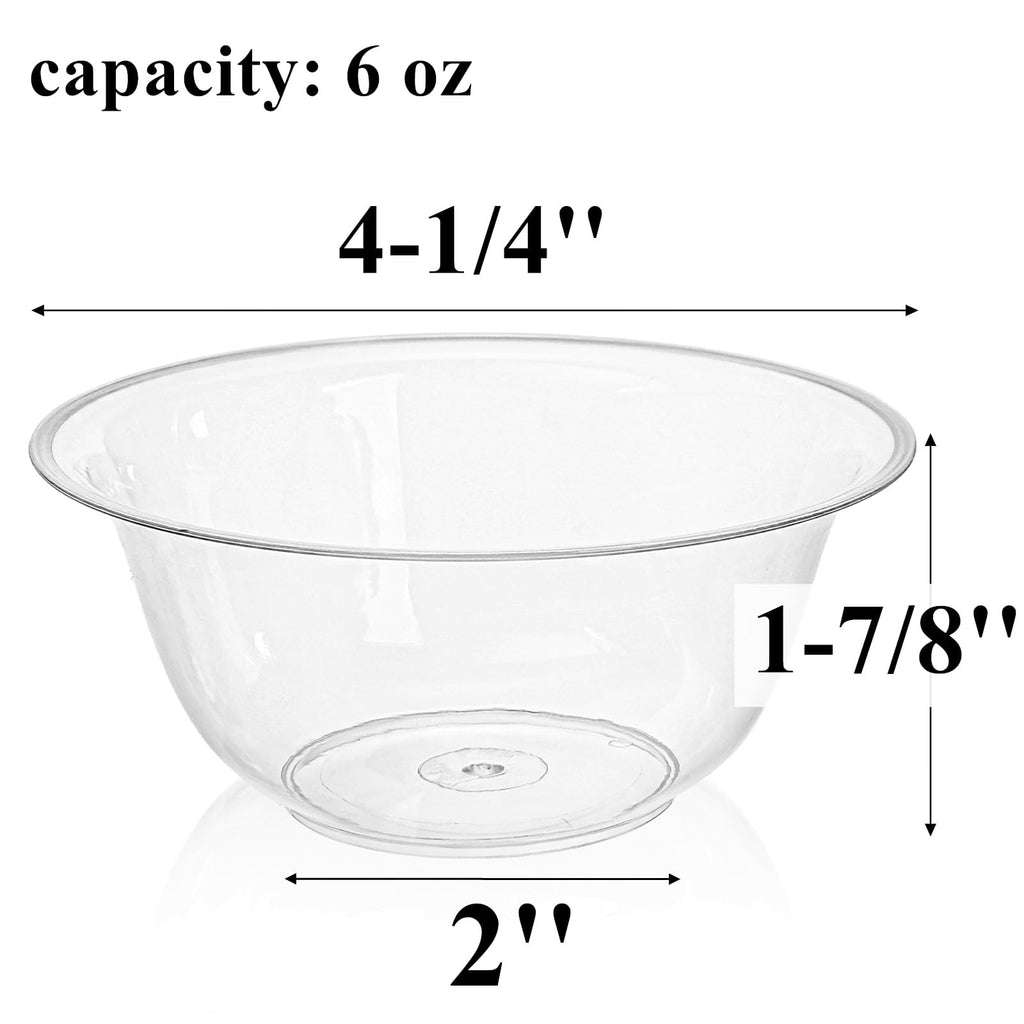 6OZ Clear Plastic Bowls - 200 Count Disposable for Desserts & Salads