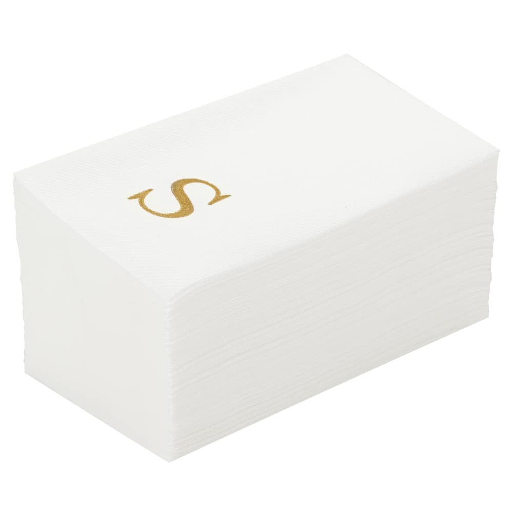 Eco-Friendly 50 Count Guest Towels, Gold 'S', Linen-Feel, 15.75 X 7.87 In