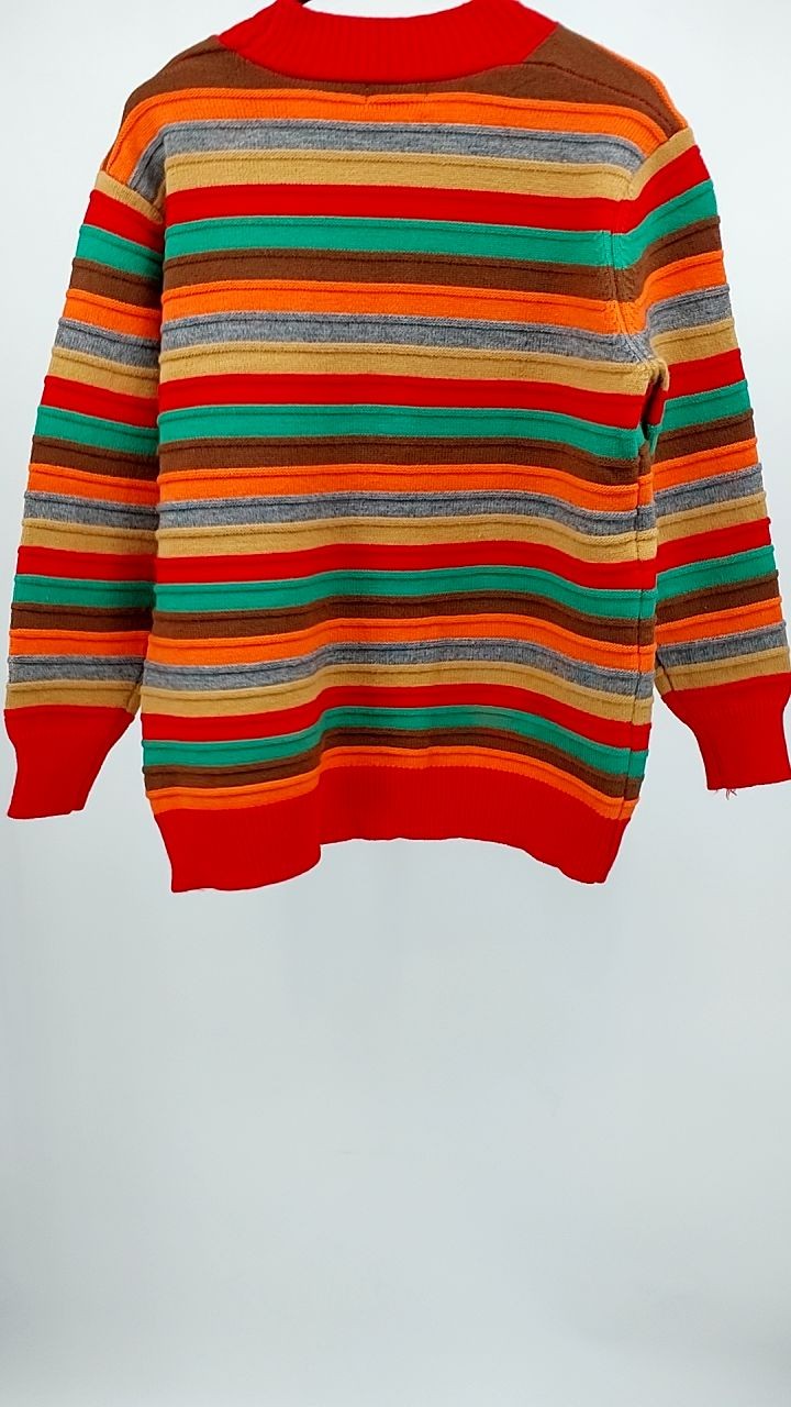 Contrast Stripes Button Up Long Sleeve Cardigan